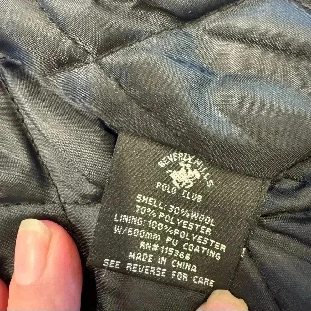 Beverly Hills Polo Club girls wool blend navy coat w/hood lined size 6X - Picture 11 of 11